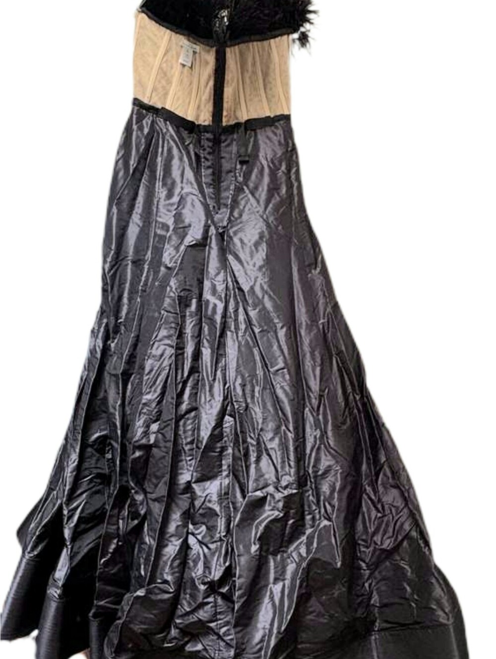 $10,000 OSCAR LA RENTA BLACK OSTRIC FEATHER SEQUIN CRYSTAL BEADS RUNWAY GOWN L - Picture 9 of 10